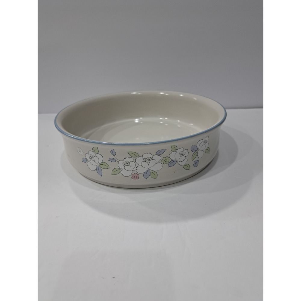 Vintage 9" Round Vegetable Bowl CHANTILLY Fleur De Lune Hearthside White Flowers